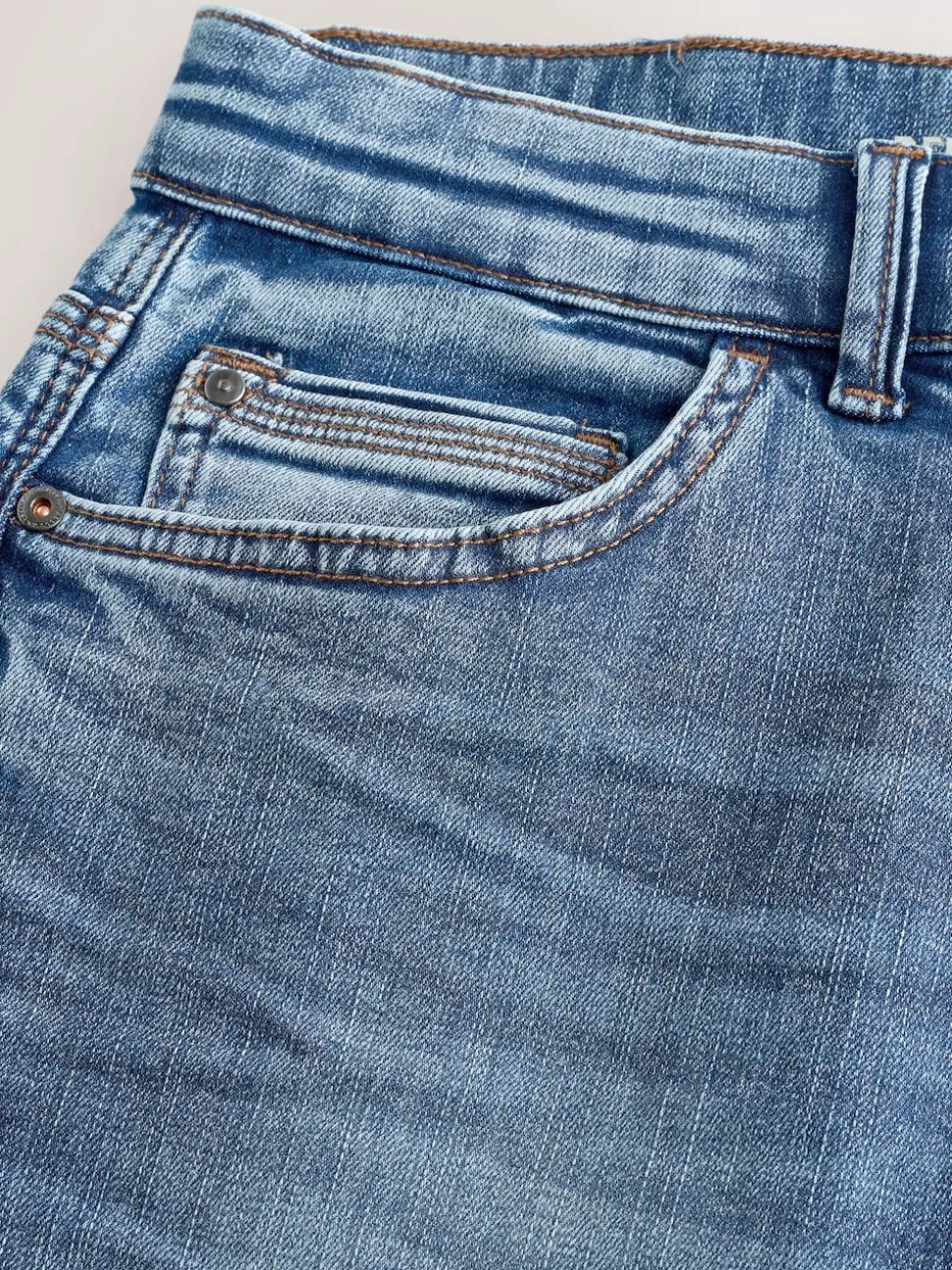 Mid Blue Straight Fit Authentic Stretch Denim Jeans