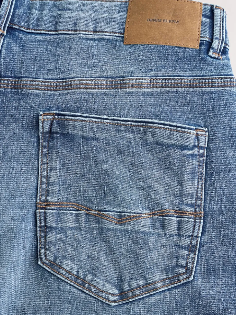 Mid Blue Straight Fit Authentic Stretch Denim Jeans