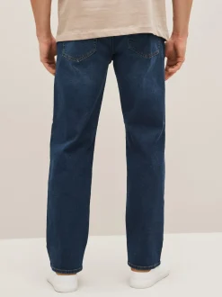 Mid Blue Straight Fit Straight Fit Essential Stretch Jeans