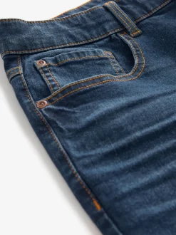 Mid Blue Straight Fit Straight Fit Essential Stretch Jeans