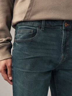 Mid Tint Straight Fit Authentic Stretch Denim Jeans