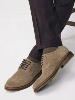 Mink Brown Suede Brogue Shoes
