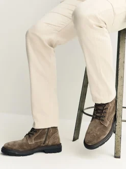 Mink Brown Tall Leather Zip-Up Boots