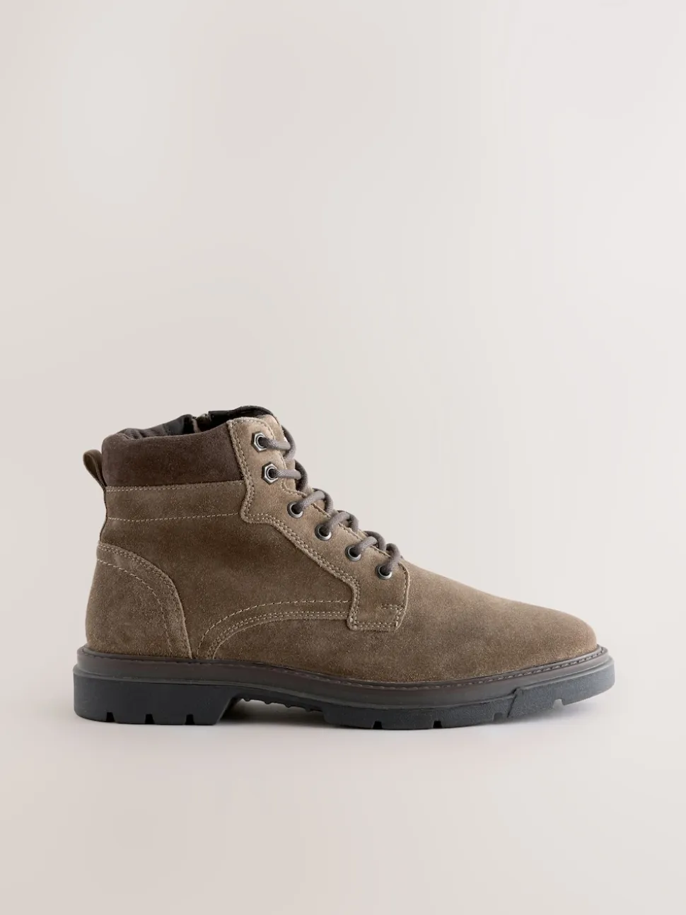 Mink Brown Tall Leather Zip-Up Boots