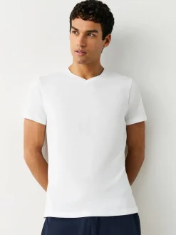 Mixed Slim Fit 100% Cotton V-Neck Layering T-Shirts 5 Pack