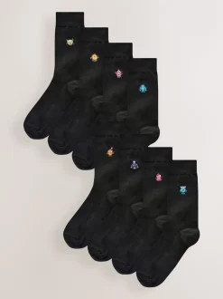 Monsters Fun Embroidered Socks 8 Pack
