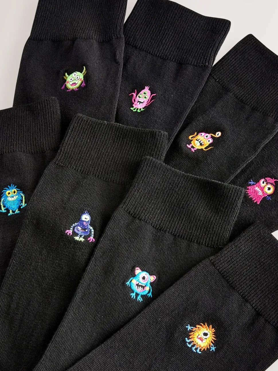Monsters Fun Embroidered Socks 8 Pack