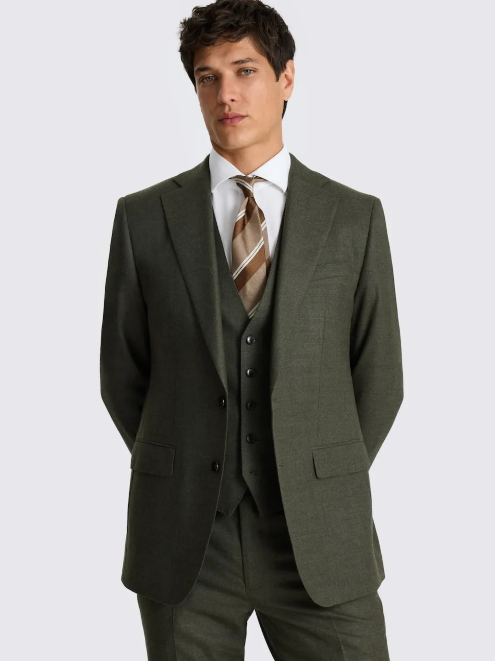 MOSS Army Green Tailored Performance Suit Jacket