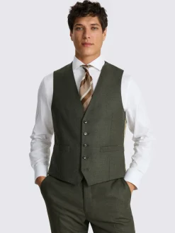MOSS Army Green Tailored Performance Suit Waistcoat