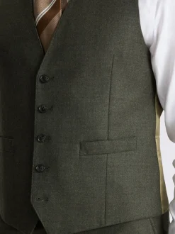 MOSS Army Green Tailored Performance Suit Waistcoat