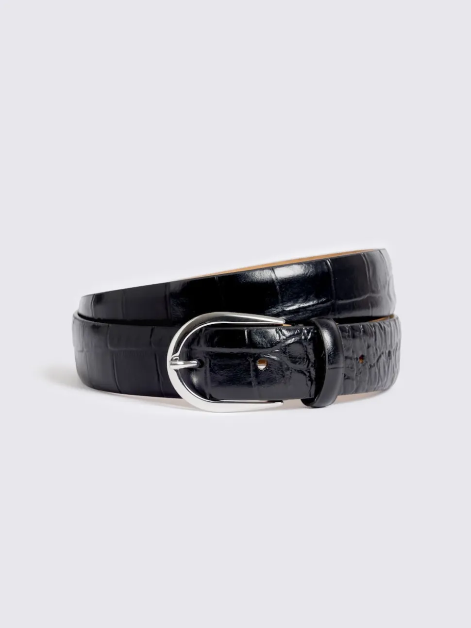 MOSS Black Italian Croc Belt