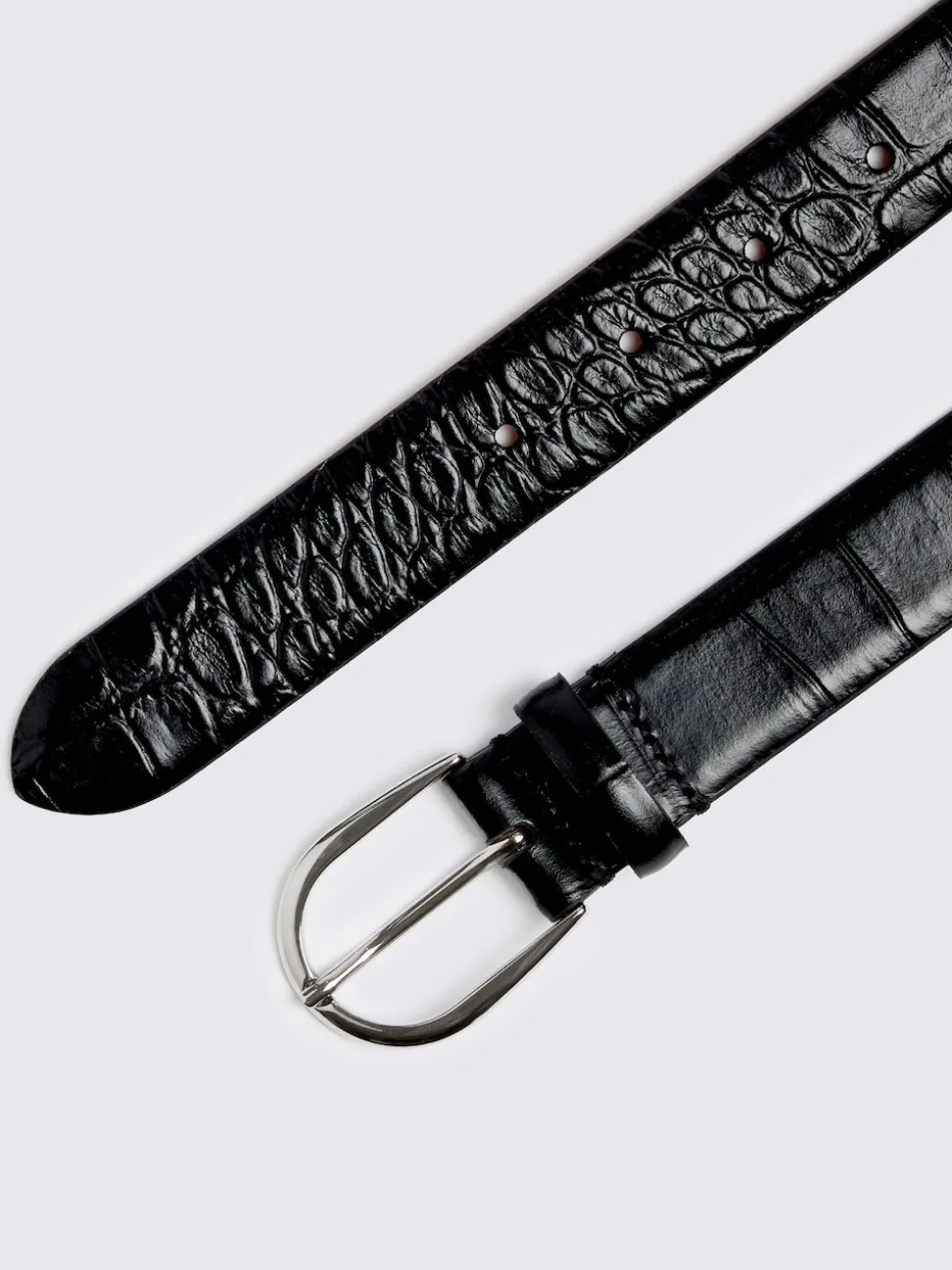 MOSS Black Italian Croc Belt