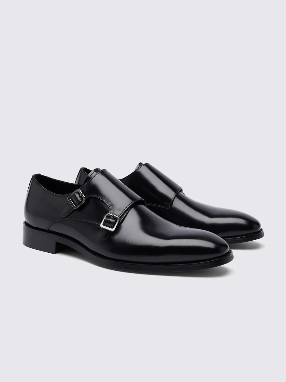 MOSS Black John White Monkton Double Monk Shoes