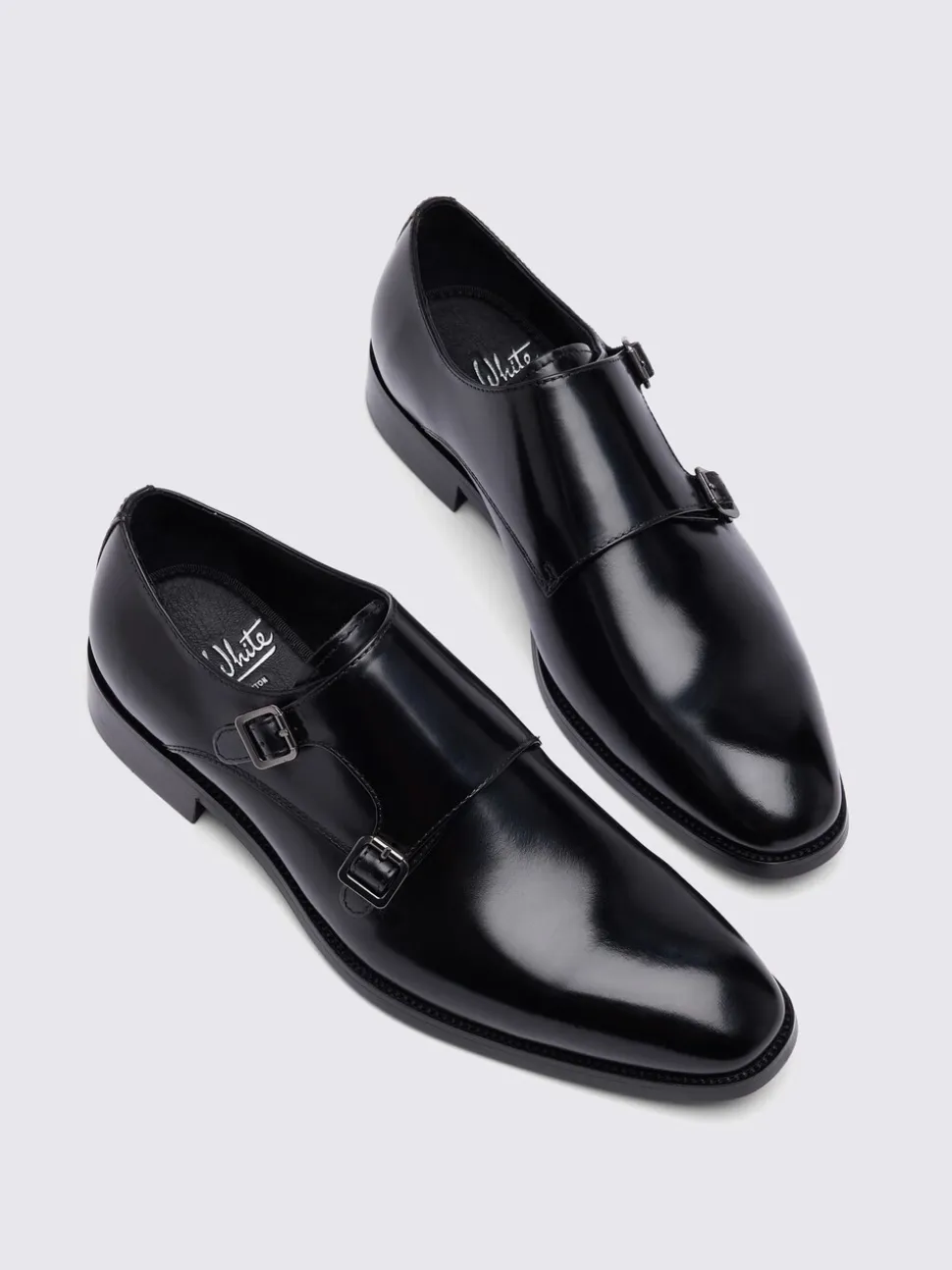 MOSS Black John White Monkton Double Monk Shoes