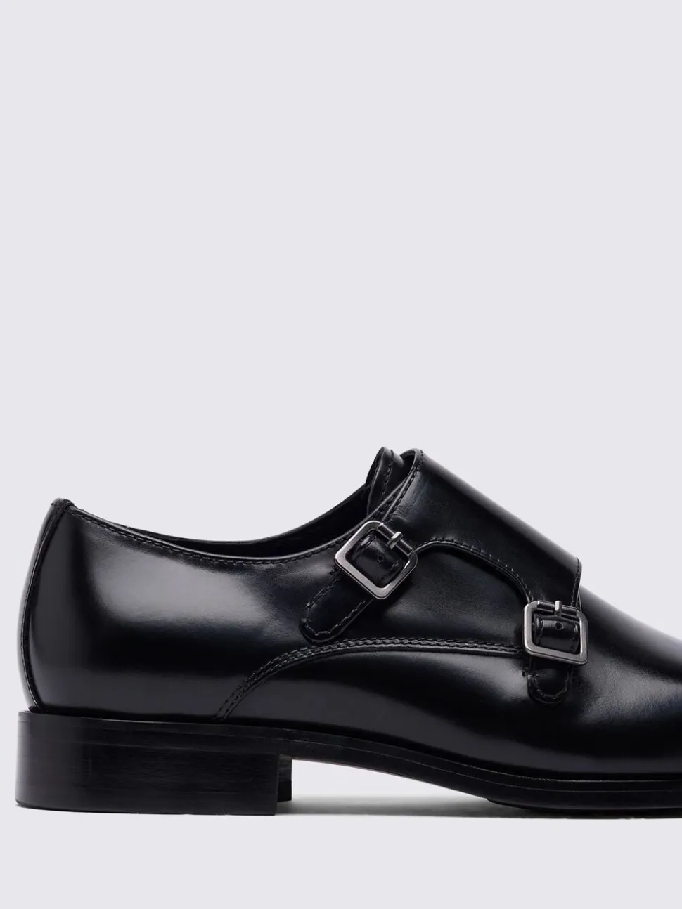 MOSS Black John White Monkton Double Monk Shoes