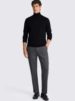 MOSS Black Merino-Blend Roll Neck Jumper