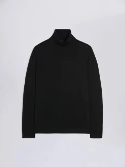 MOSS Black Merino-Blend Roll Neck Jumper