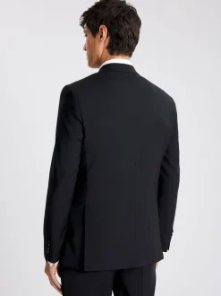 MOSS Black Regular Fit Notch Lapel Tuxedo Jacket