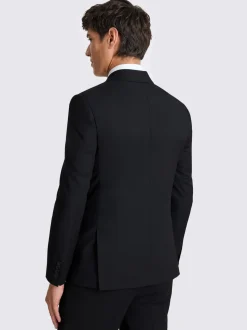 MOSS Black Slim Double Breasted Stretch Suit Jacket