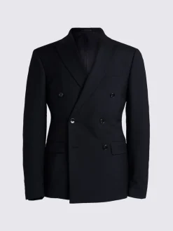 MOSS Black Slim Double Breasted Stretch Suit Jacket