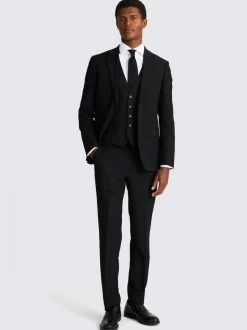 MOSS Black Slim Regular Fit Stretch Suit Jacket