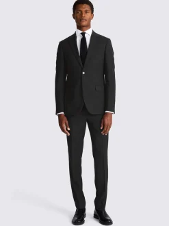 MOSS Black Slim Regular Fit Stretch Suit Jacket