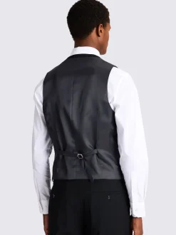 MOSS Black Slim Regular Fit Stretch Suit Waistcoat