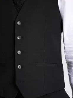 MOSS Black Slim Regular Fit Stretch Suit Waistcoat