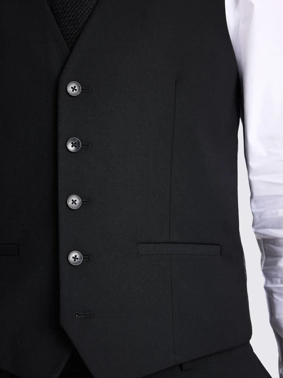 MOSS Black Slim Regular Fit Stretch Suit Waistcoat