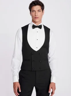 MOSS Black Slim Tuxedo Suit Waistcoat