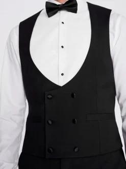 MOSS Black Slim Tuxedo Suit Waistcoat