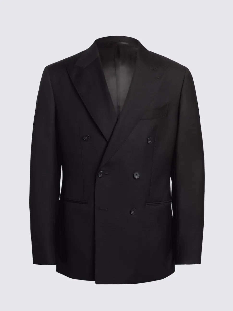 MOSS Black Tailored Double Breasted Twill Italian Suit Jacket