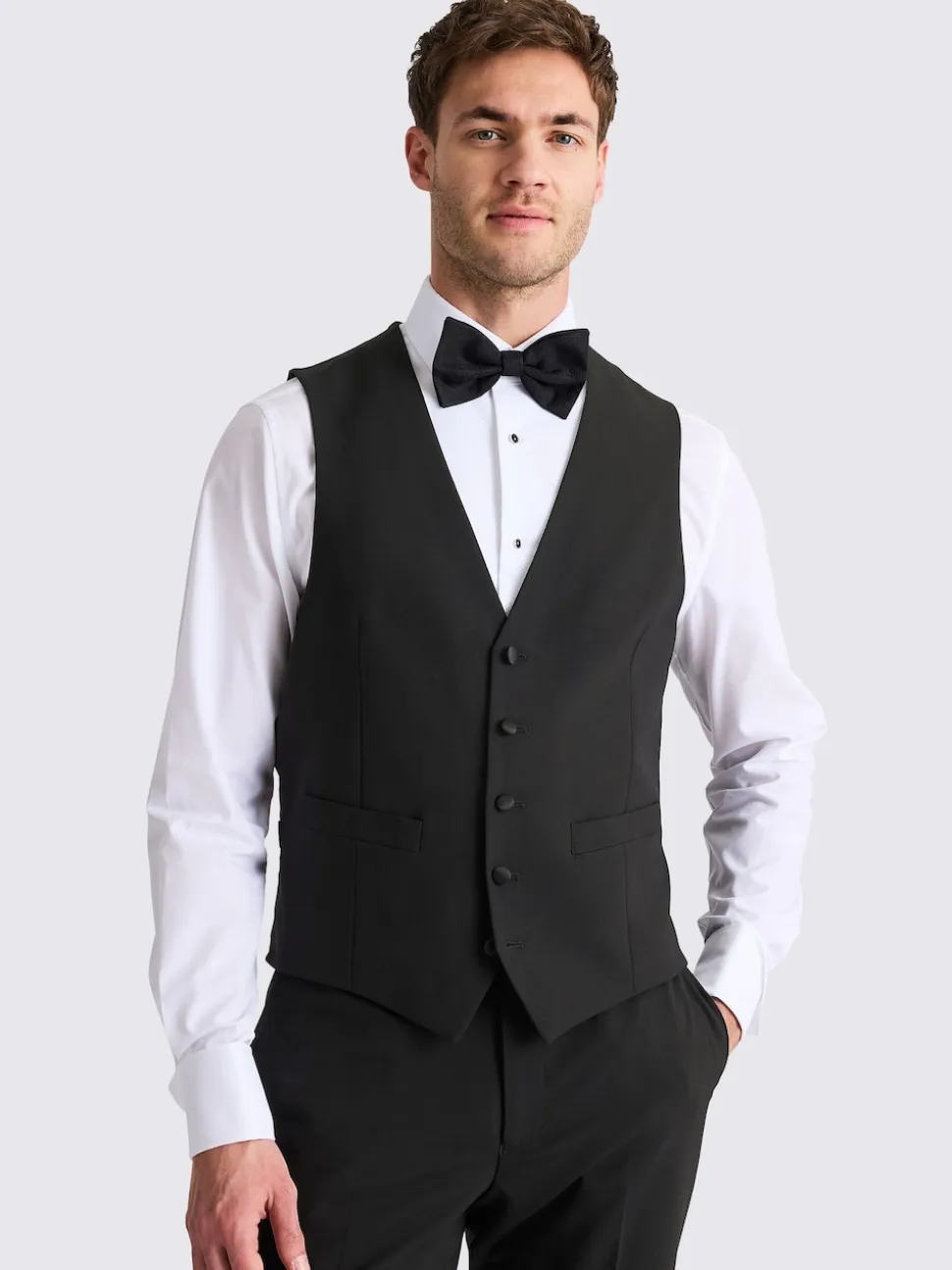 MOSS Black Tailored Fit Dress Waistcoat