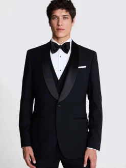 MOSS Black Tailored Fit Shawl Lapel Tuxedo Jacket