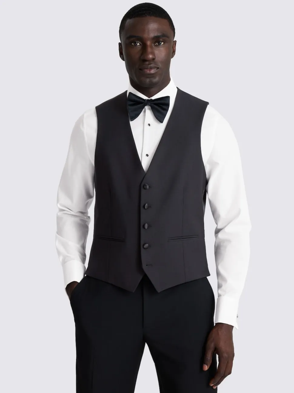 MOSS Black Tailored Performance Tuxedo Suit Waistcoat
