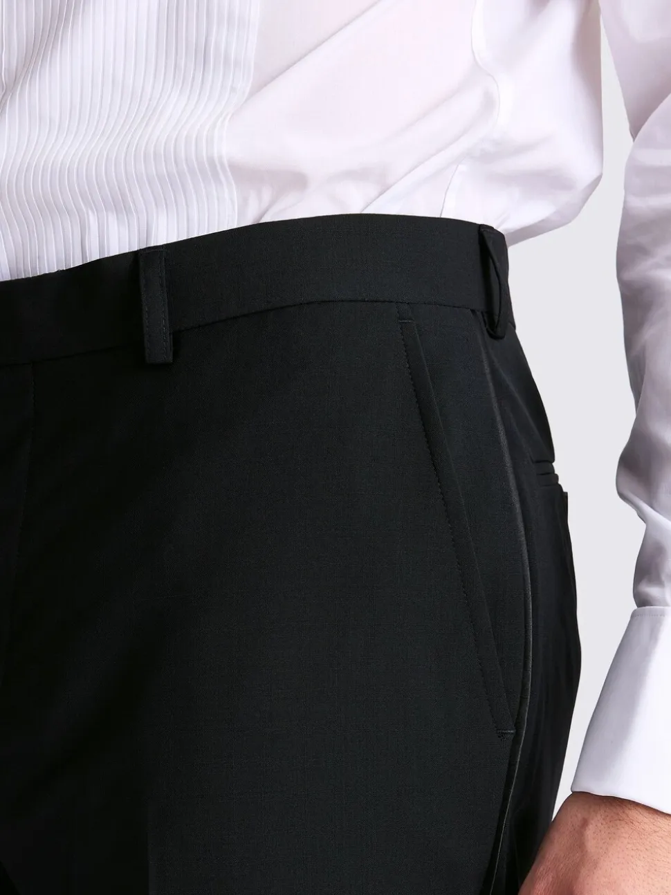 MOSS Black Tailored Performance Tuxedo Suit Trousers