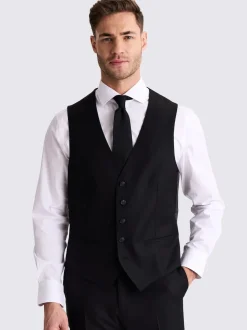MOSS Black Tailored Regular Fit Stretch Suit Waistcoat