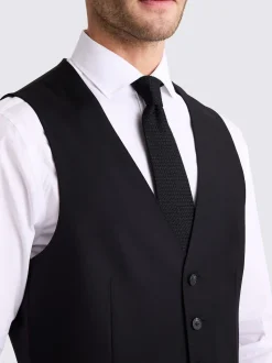 MOSS Black Tailored Regular Fit Stretch Suit Waistcoat
