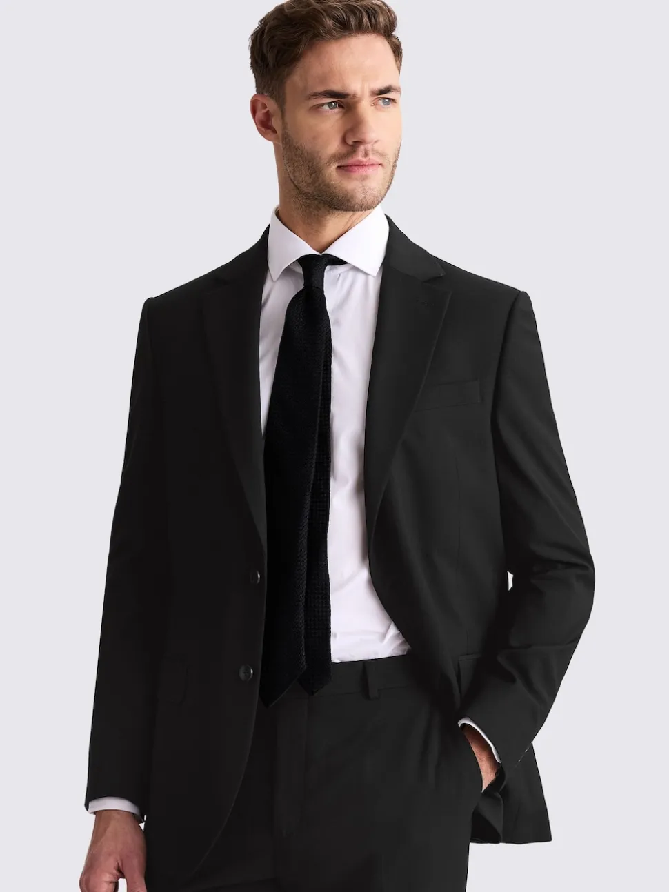 MOSS Black Tailored Regular Fit Stretch Suit Jacket