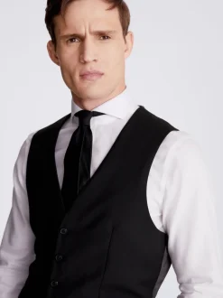 MOSS Black Tailored Stretch Waistcoat
