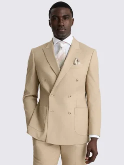 MOSS Blonde Camel Tailored Double Breasted Suit Jacket