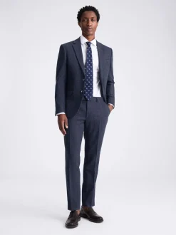 MOSS Blue Slim Donegal Tweed Suit Jacket