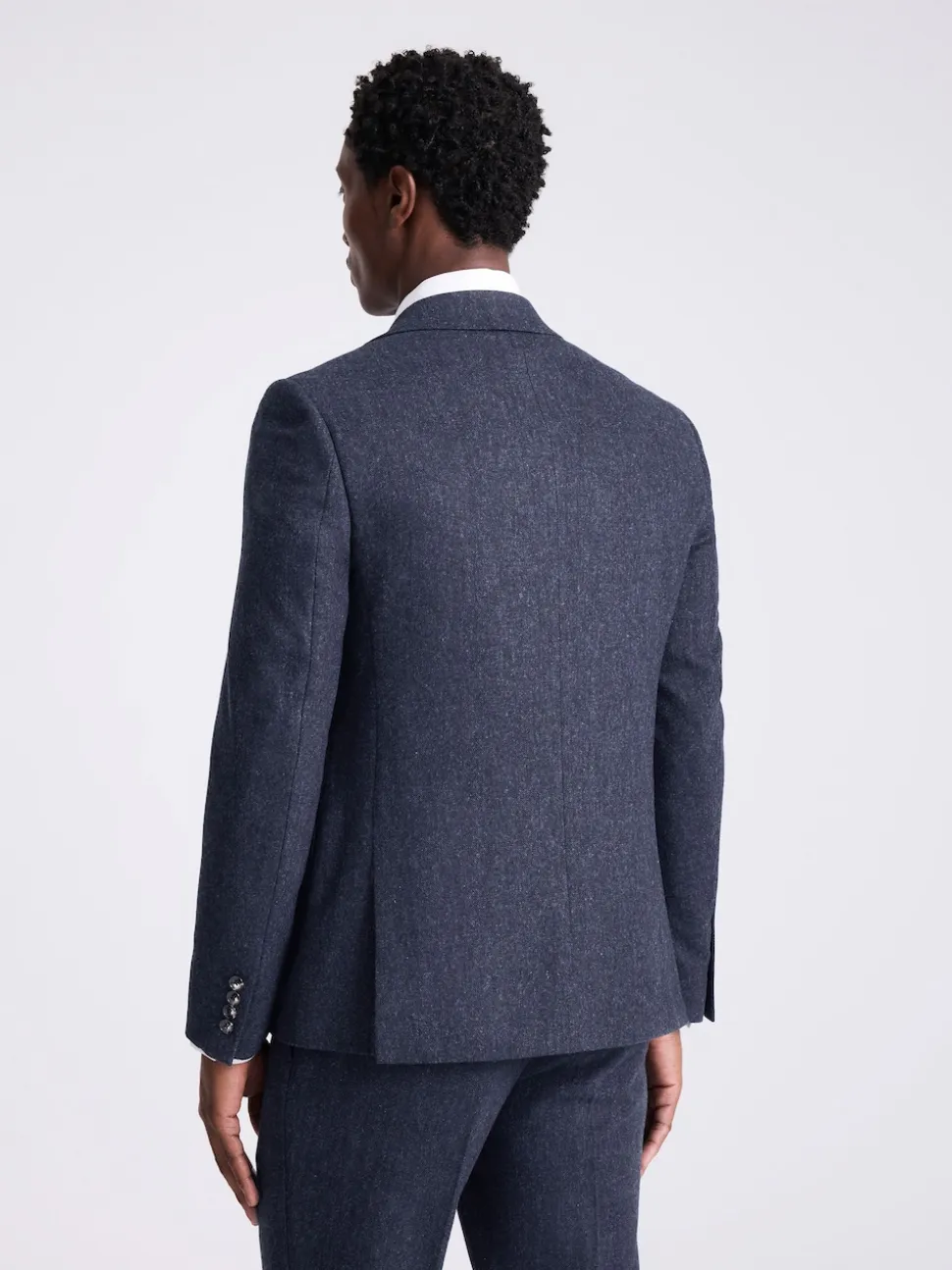 MOSS Blue Slim Donegal Tweed Suit Jacket