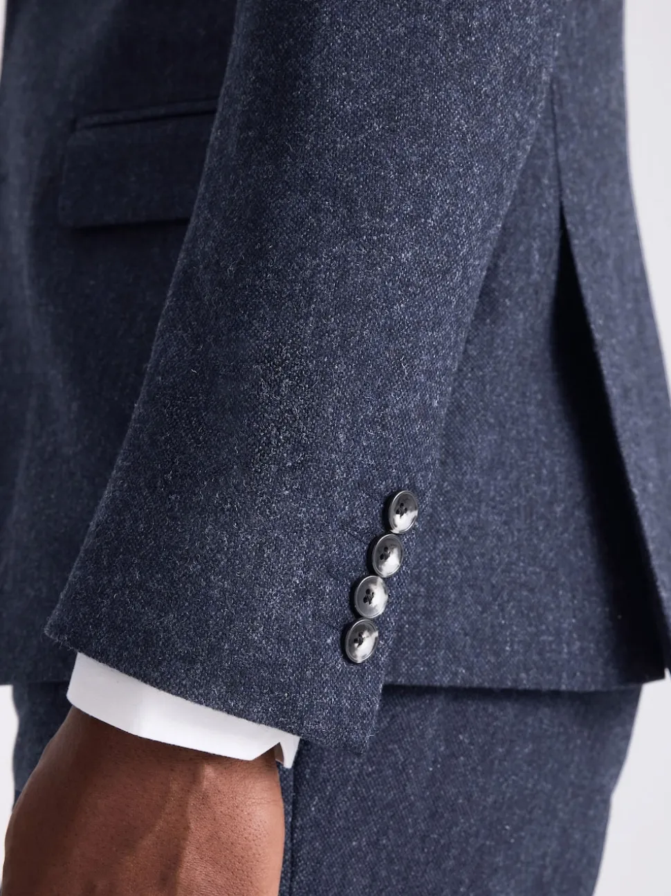 MOSS Blue Slim Donegal Tweed Suit Jacket
