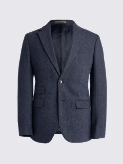 MOSS Blue Slim Donegal Tweed Suit Jacket