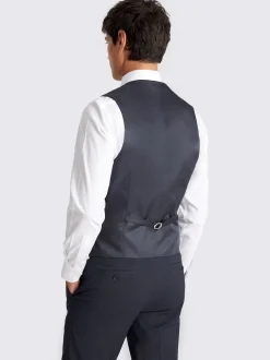 MOSS Blue Slim Fit Check Waistcoat