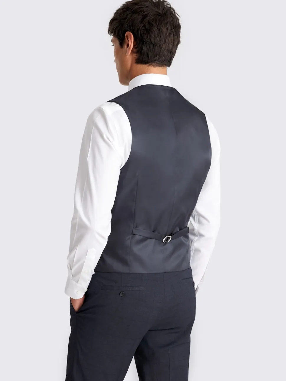 MOSS Blue Slim Fit Check Waistcoat