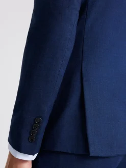 MOSS Blue Slim Slub Suit Jacket