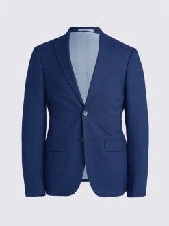 MOSS Blue Slim Slub Suit Jacket