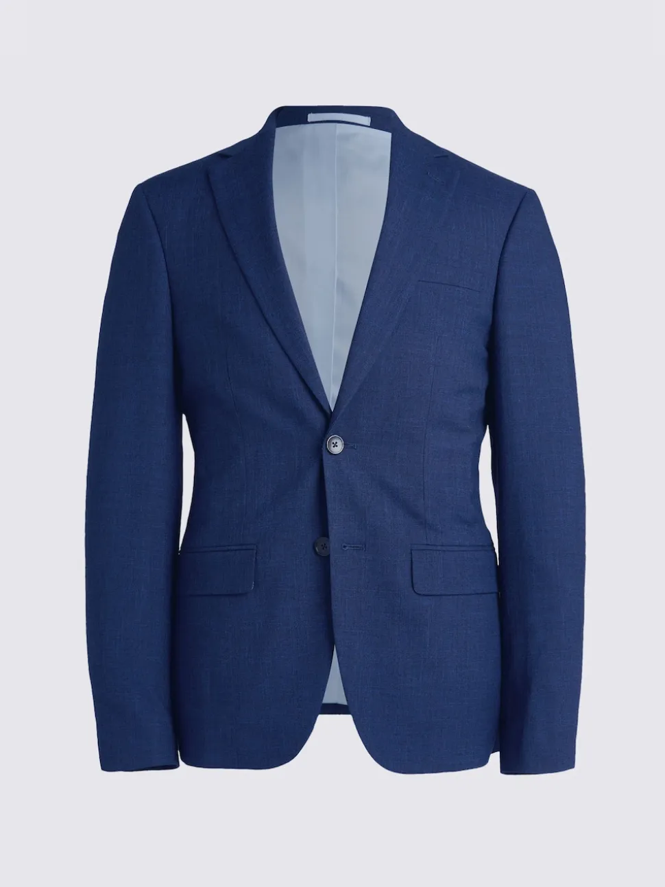 MOSS Blue Slim Slub Suit Jacket